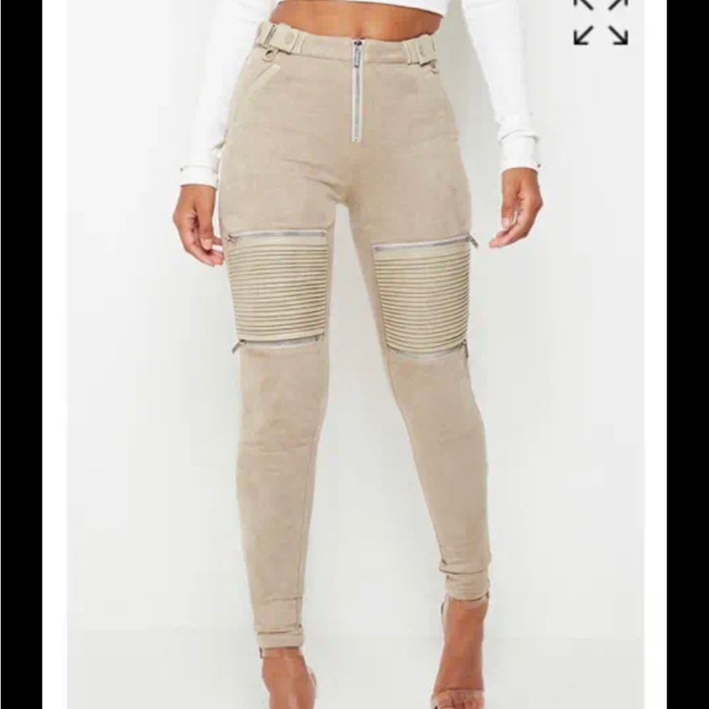 Maniere De Voir moto leggings in nude
